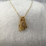 Feather & Hamsa Charm Necklace