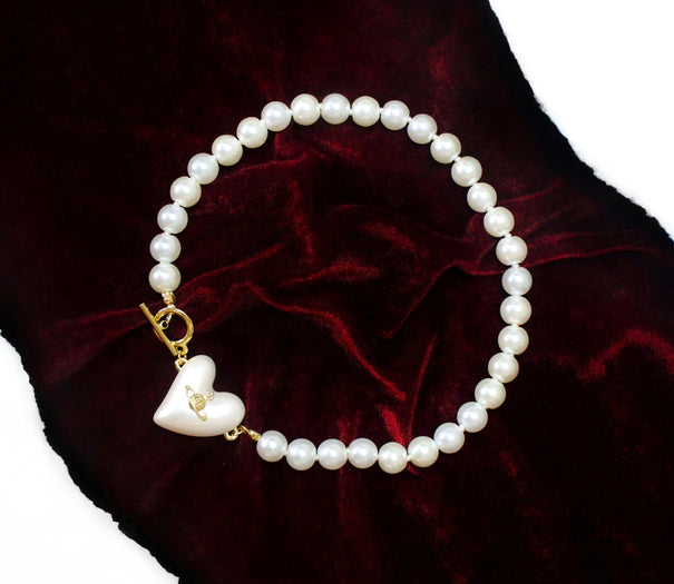 Royal Pearl Orb Heart Necklace