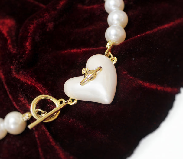 Royal Pearl Orb Heart Necklace